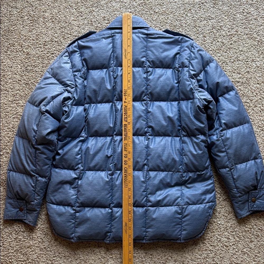 VTG 70’s Eddie Bauer Down Insulated Quilted Shirt Jacket Denim Chambray Blue L - Picture 9 of 9